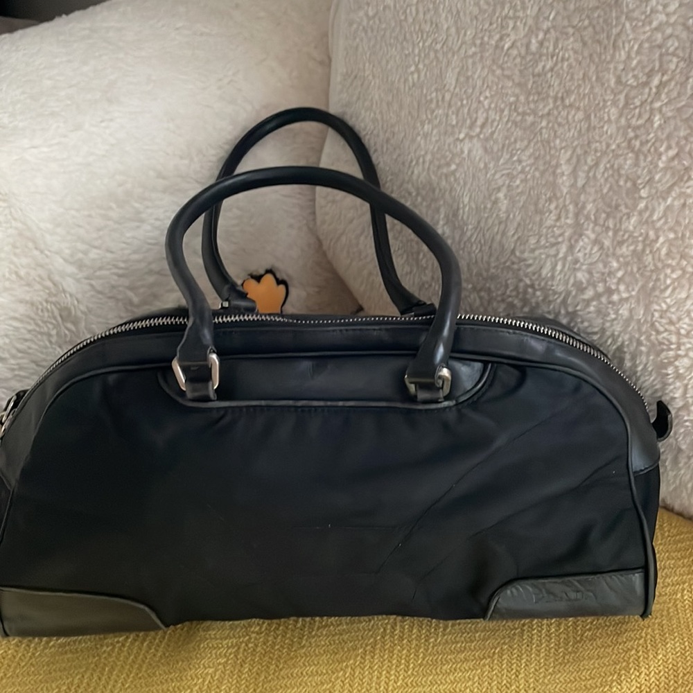 PradaTessurto black nylon bag with leather trim and handle - Picture 17 of 17